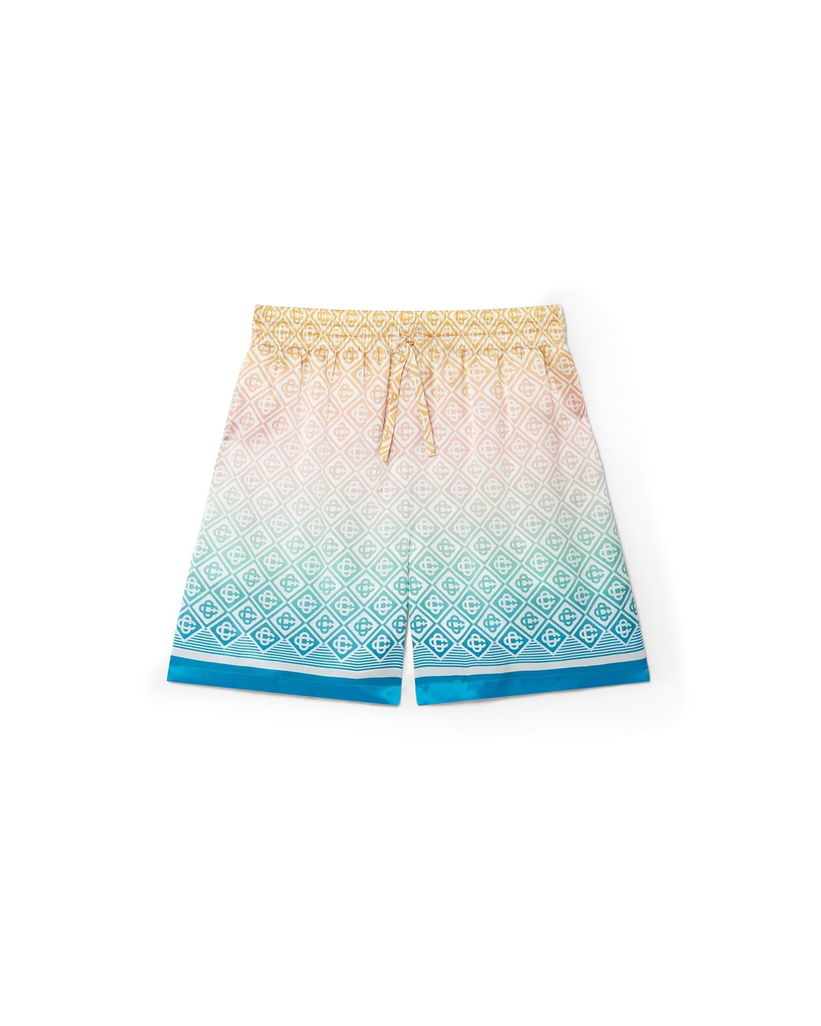 Gradient Monogram Silk Shorts by CASABLANCA