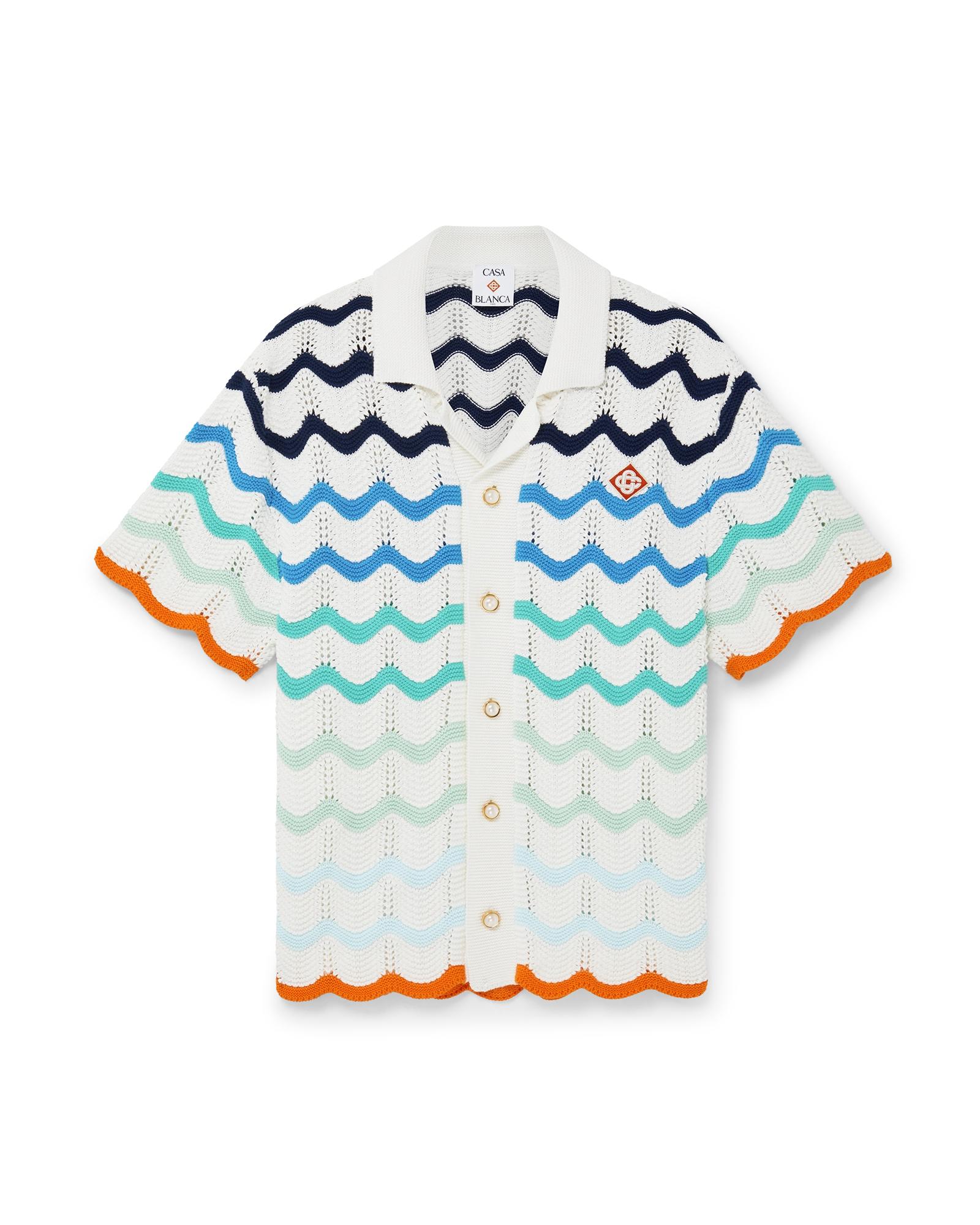 Gradient Wave Short Sleeve Crochet Shirt by CASABLANCA