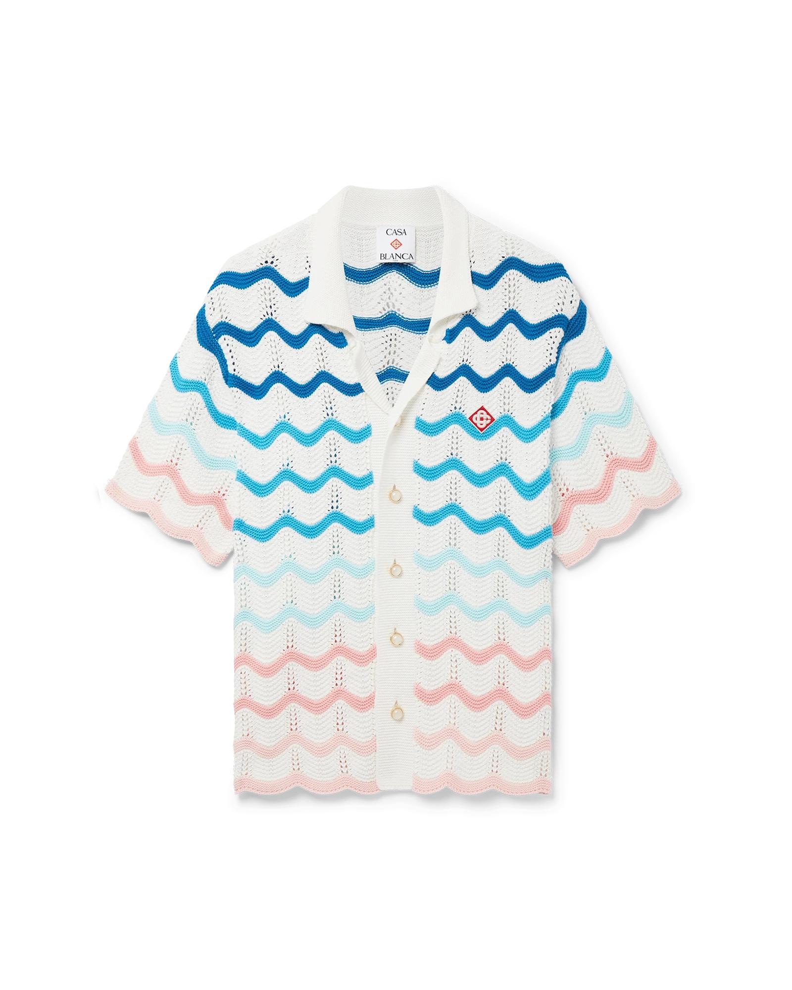 Gradient Wave Short Sleeve Crochet Shirt by CASABLANCA