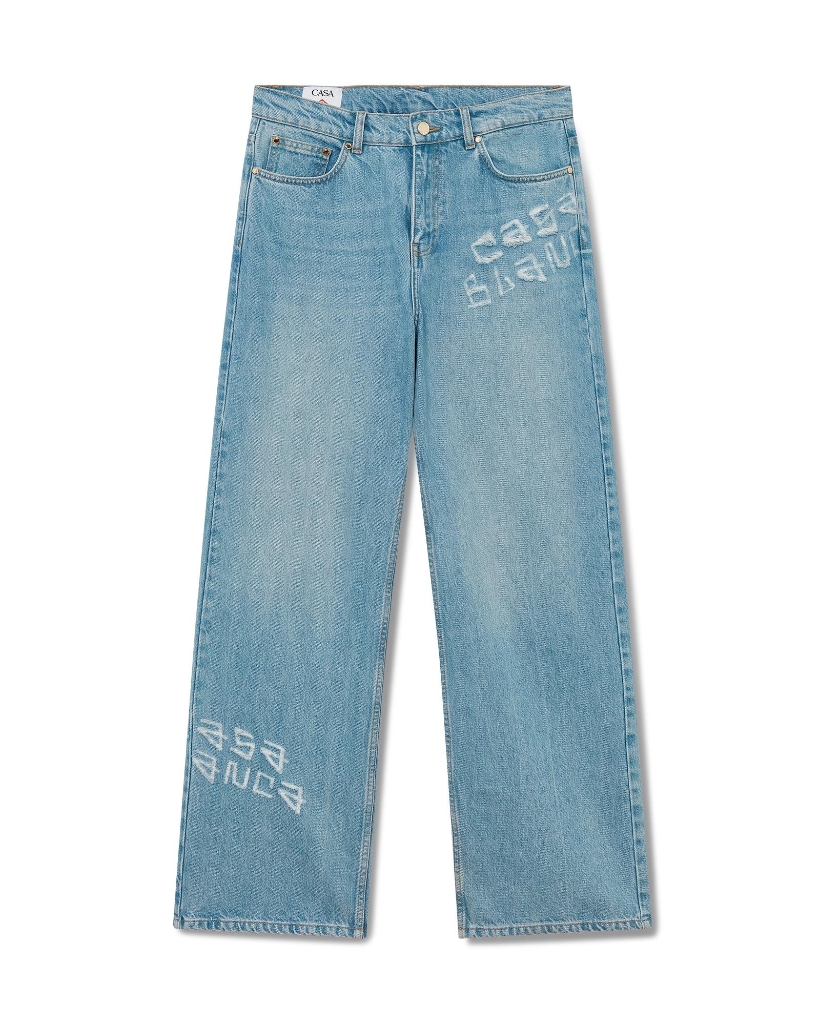 Graffiti Distressed Denim Jeans by CASABLANCA
