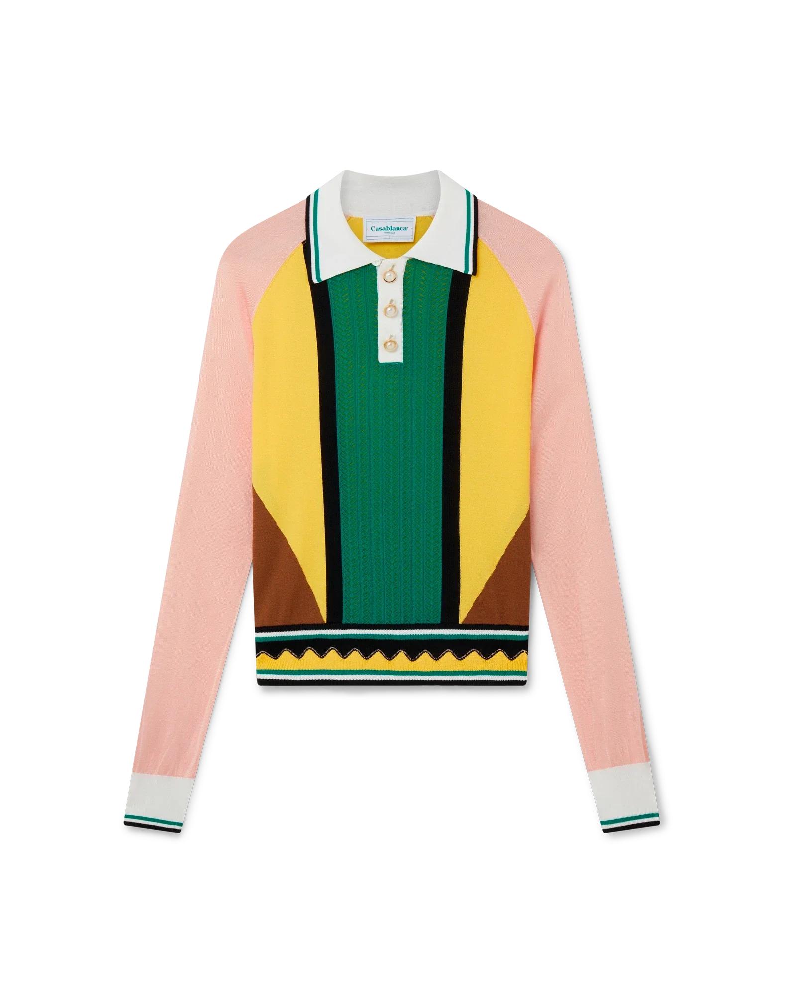 Graphic Panelled Polo Shirt by CASABLANCA
