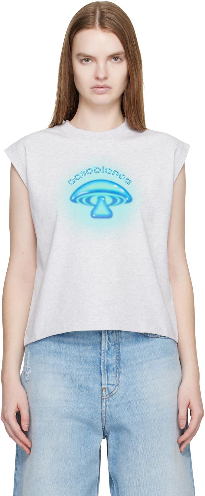 Gray Airbrush Mushroom Tank Top by CASABLANCA