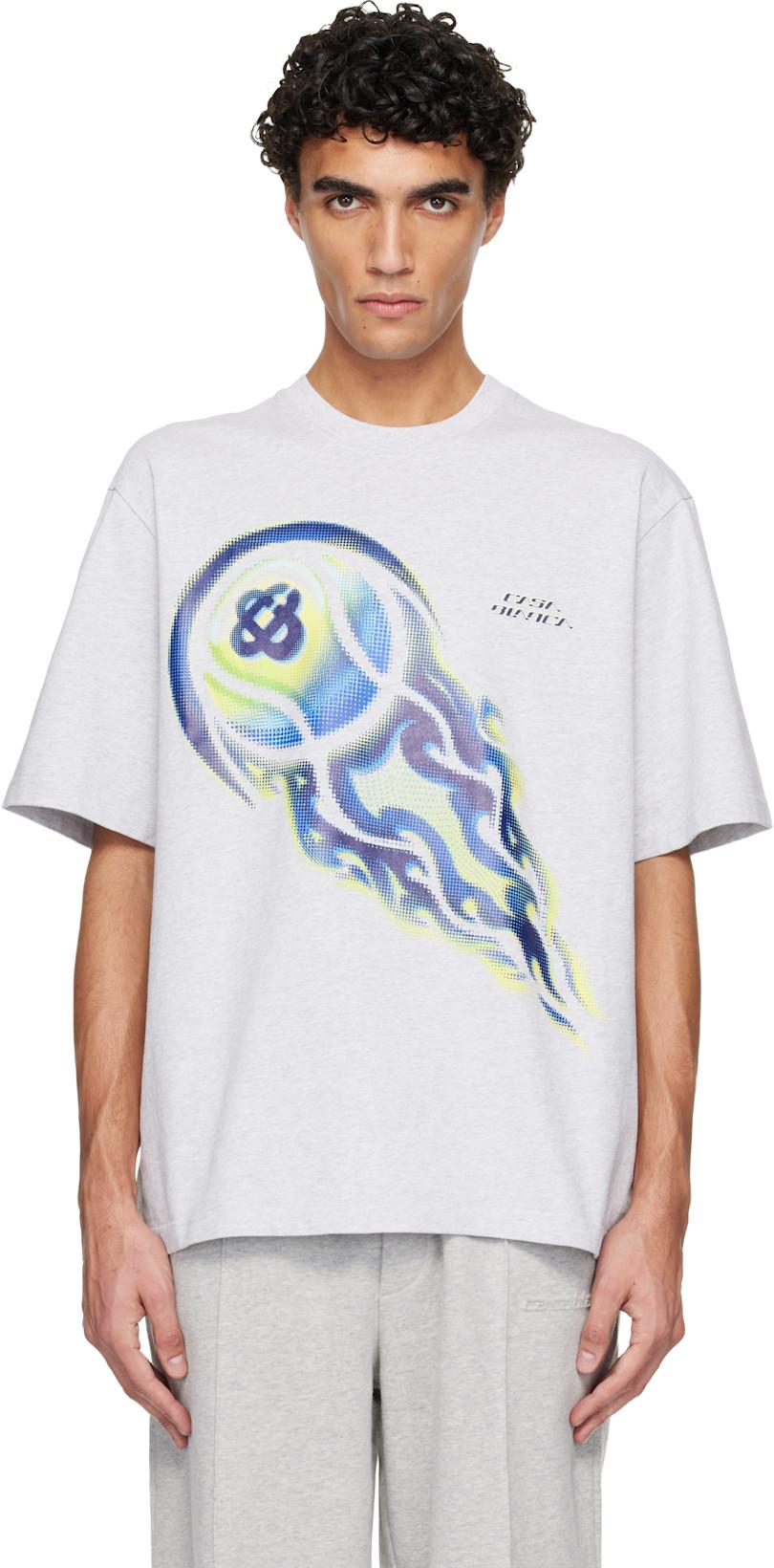 Gray Flaming Tennis Ball Oversized Short Sleeve T‑shirt by CASABLANCA