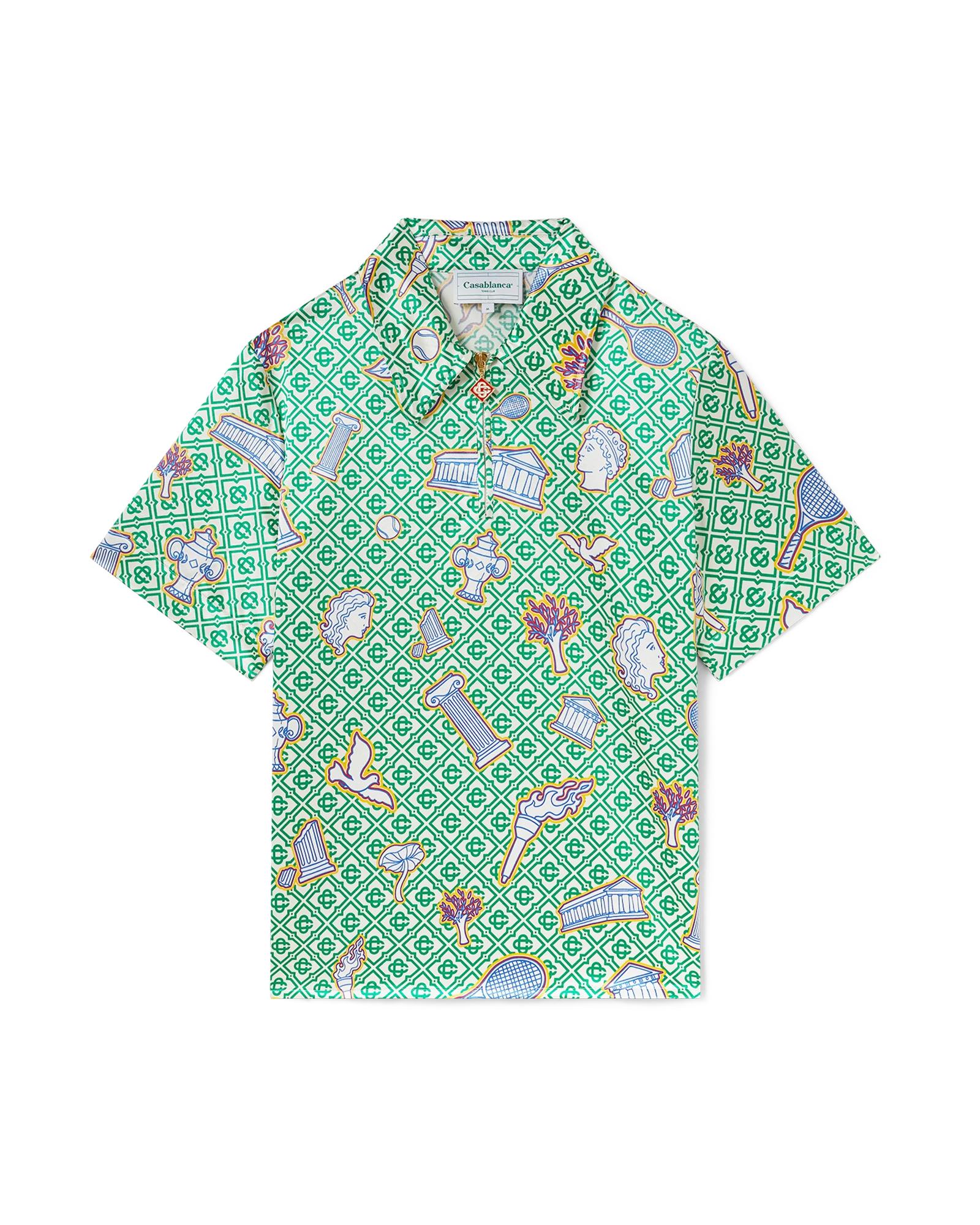 Greek Icons Short Sleeve Quarter Zip Shirt by CASABLANCA