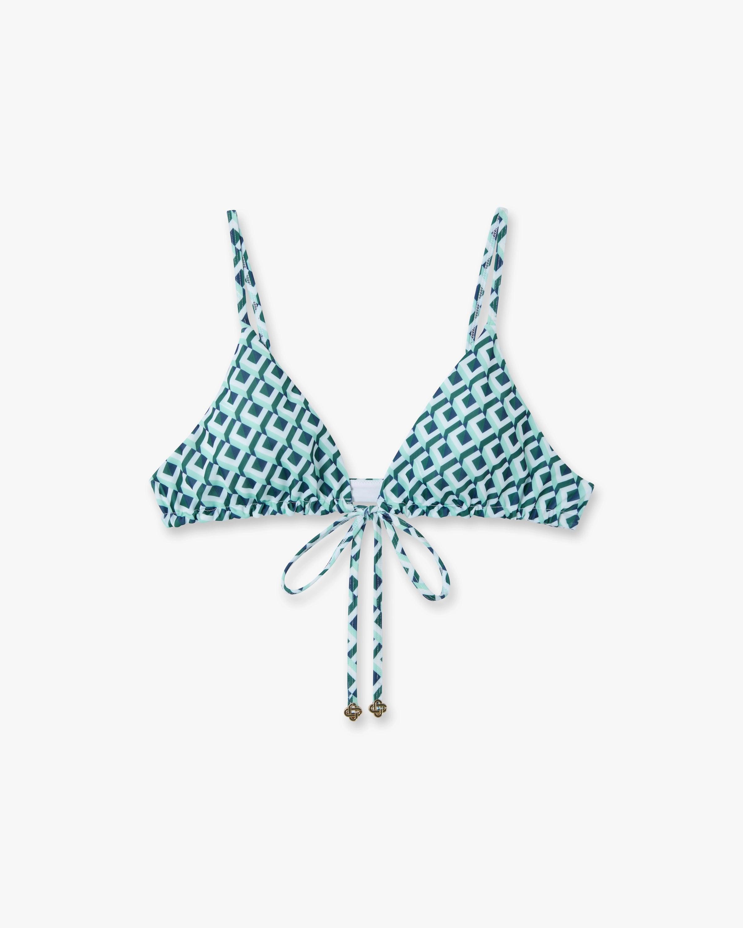 Green Cubist CC Monogram String Bikini Top by CASABLANCA