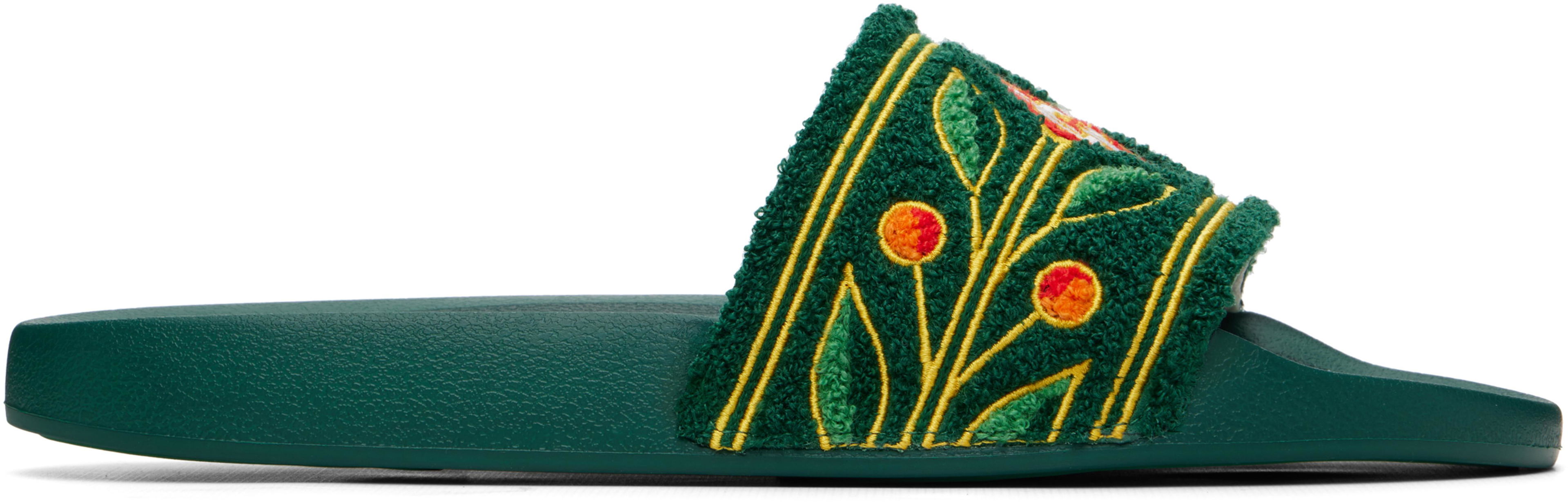 Green Laurel Terry Slides by CASABLANCA