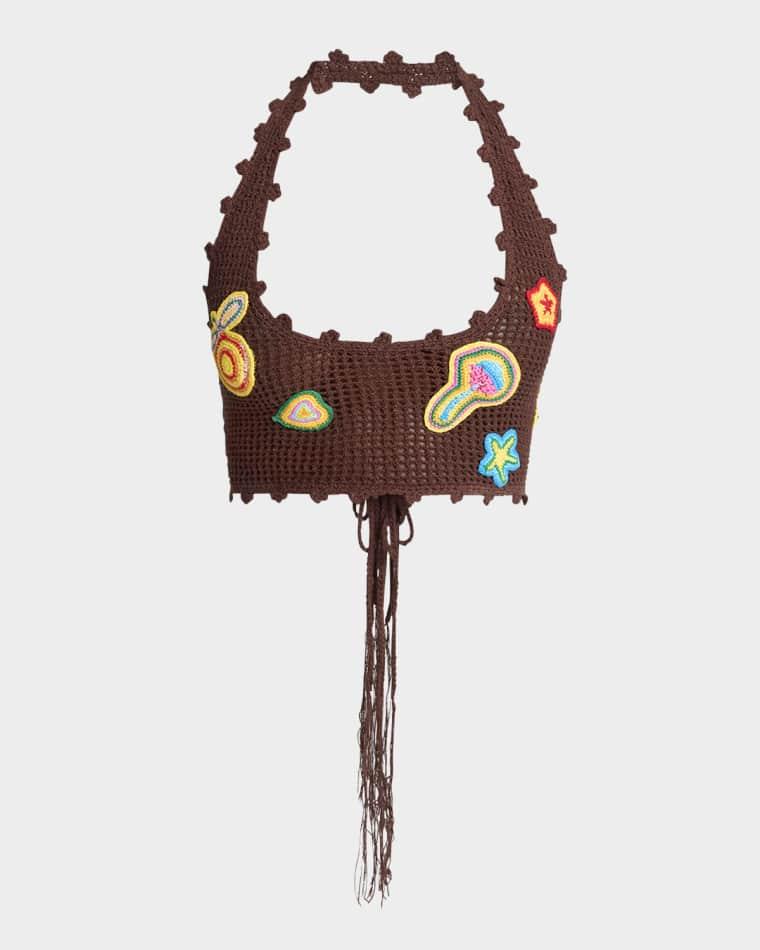 Halter Crochet Bralette with Patches by CASABLANCA Halter Crochet Bralette with Patches by CASABLANCA