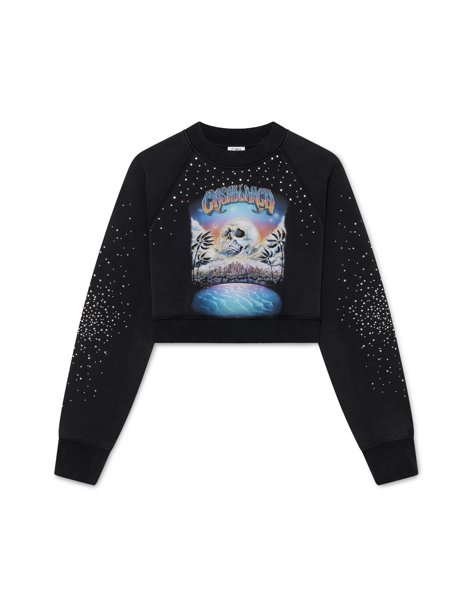 La Prémonition Crystal Embellished Cropped Sweatshirt by CASABLANCA