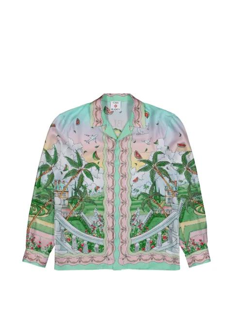 Laduree-print Cuban-collar shirt by CASABLANCA
