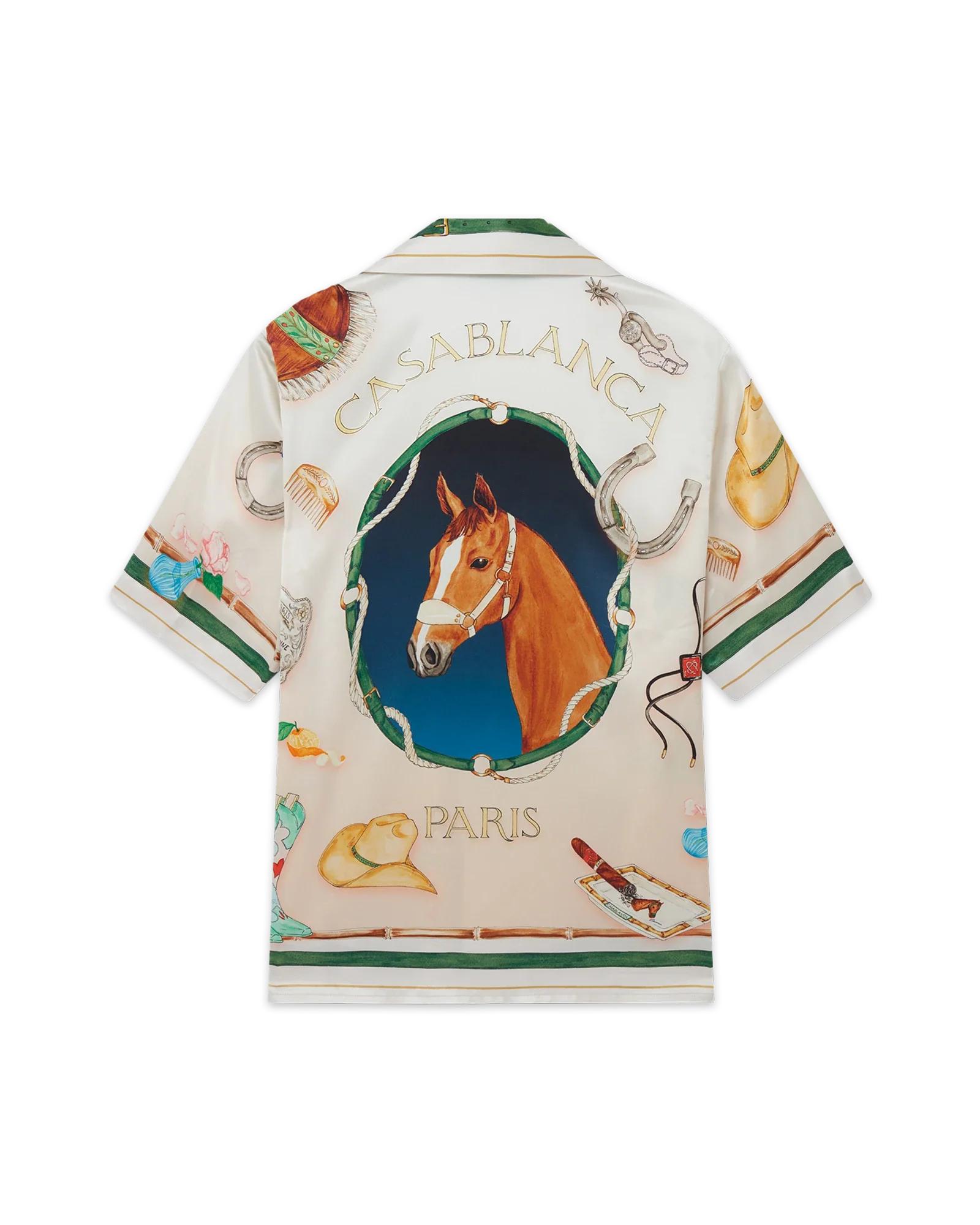 L'Ecurie Blanche Short Sleeve Silk Shirt by CASABLANCA