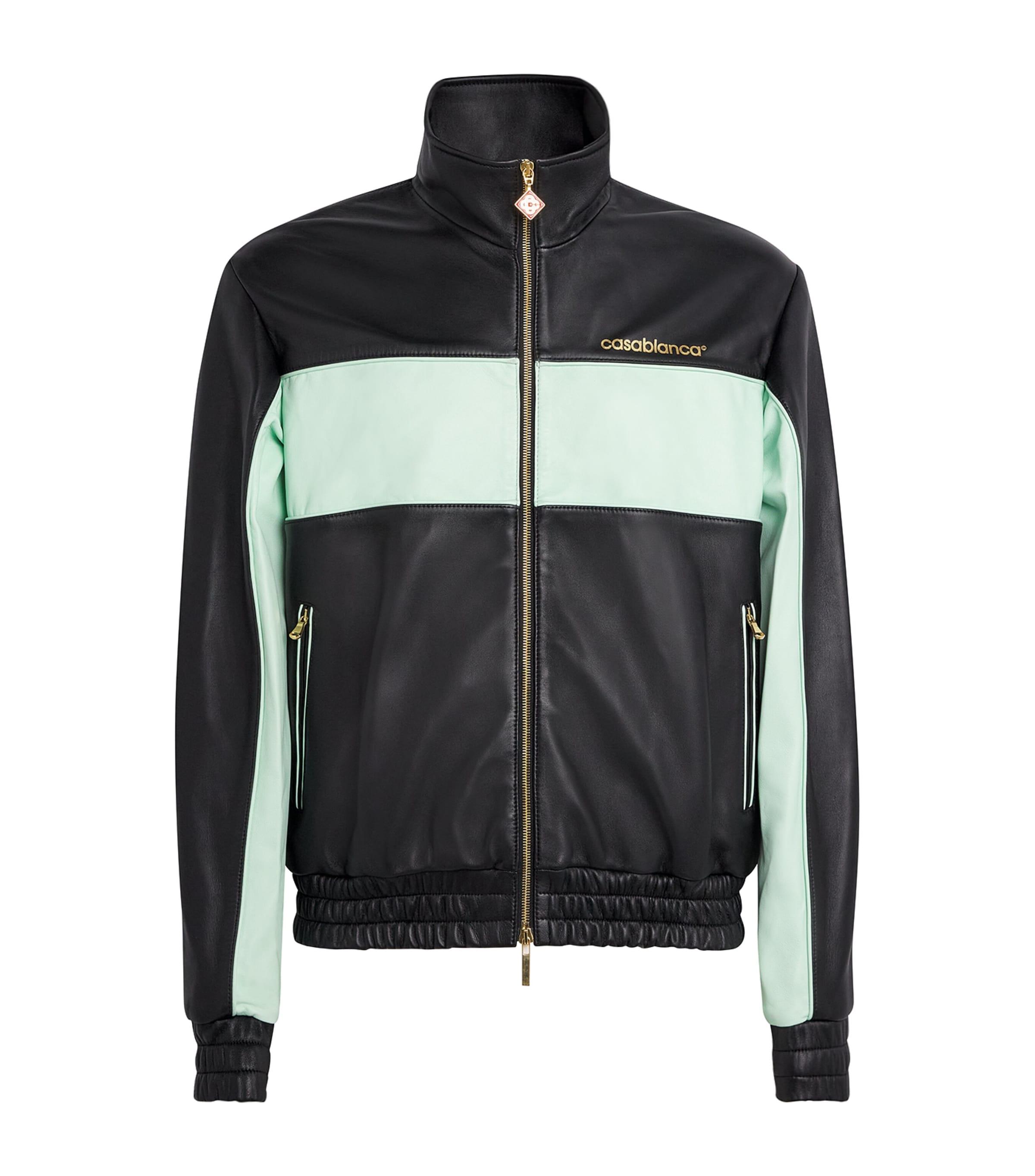 Leather Monogram Track Jacket by CASABLANCA