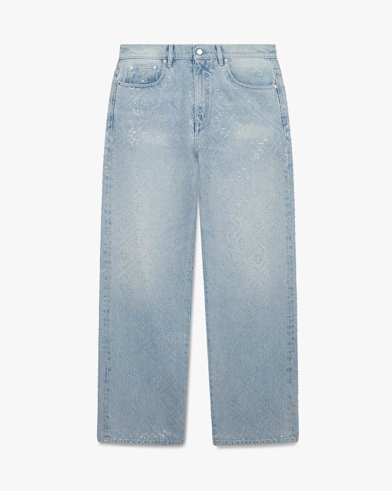 Light Wash Hotfix Baggy Jeans by CASABLANCA
