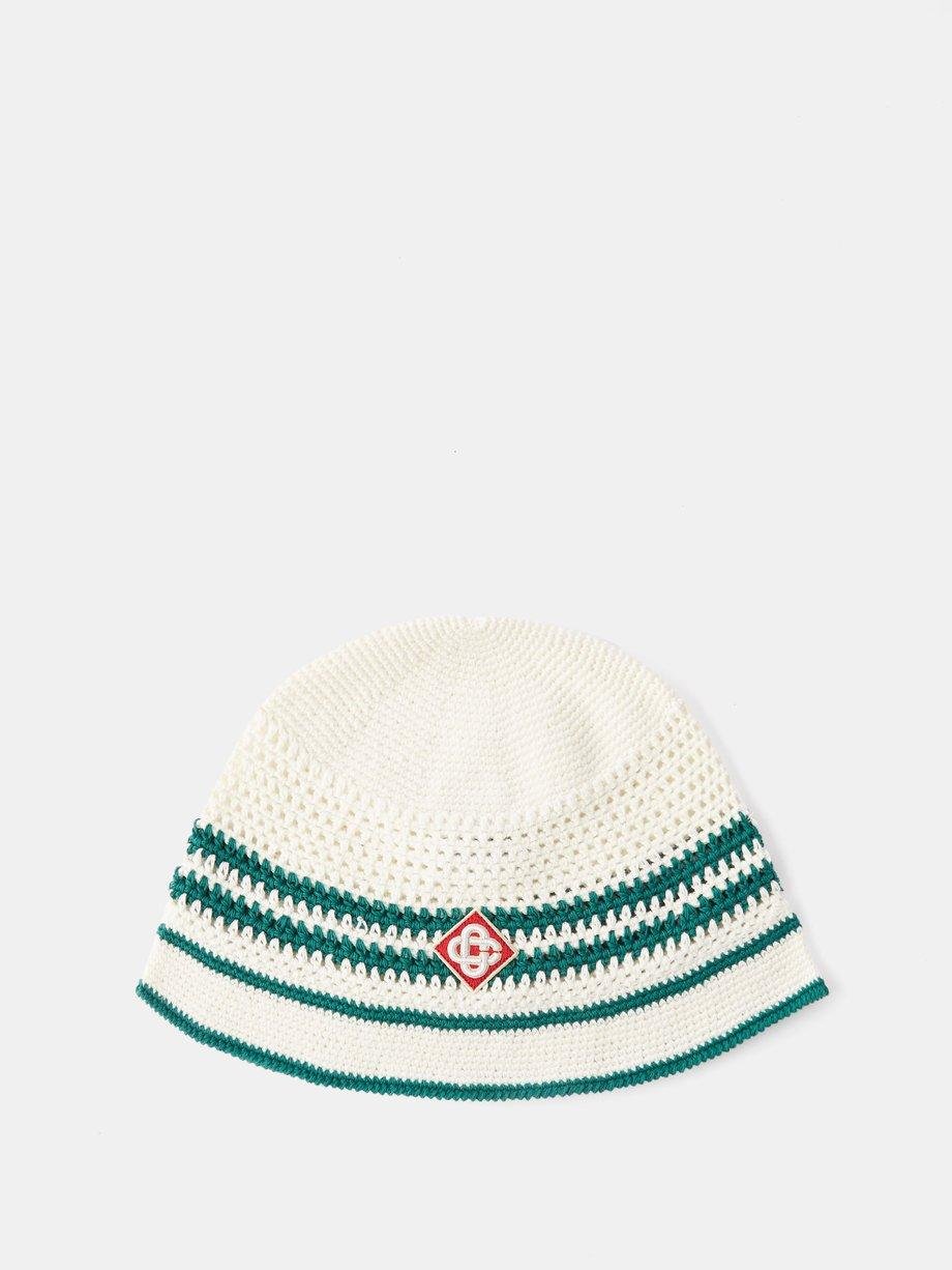 Logo-patch crocheted cotton beanie hat by CASABLANCA