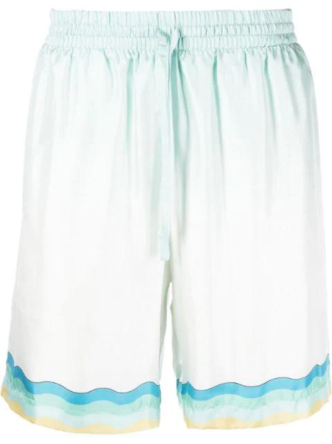 Memphis Icon-print silk drawstring shorts by CASABLANCA