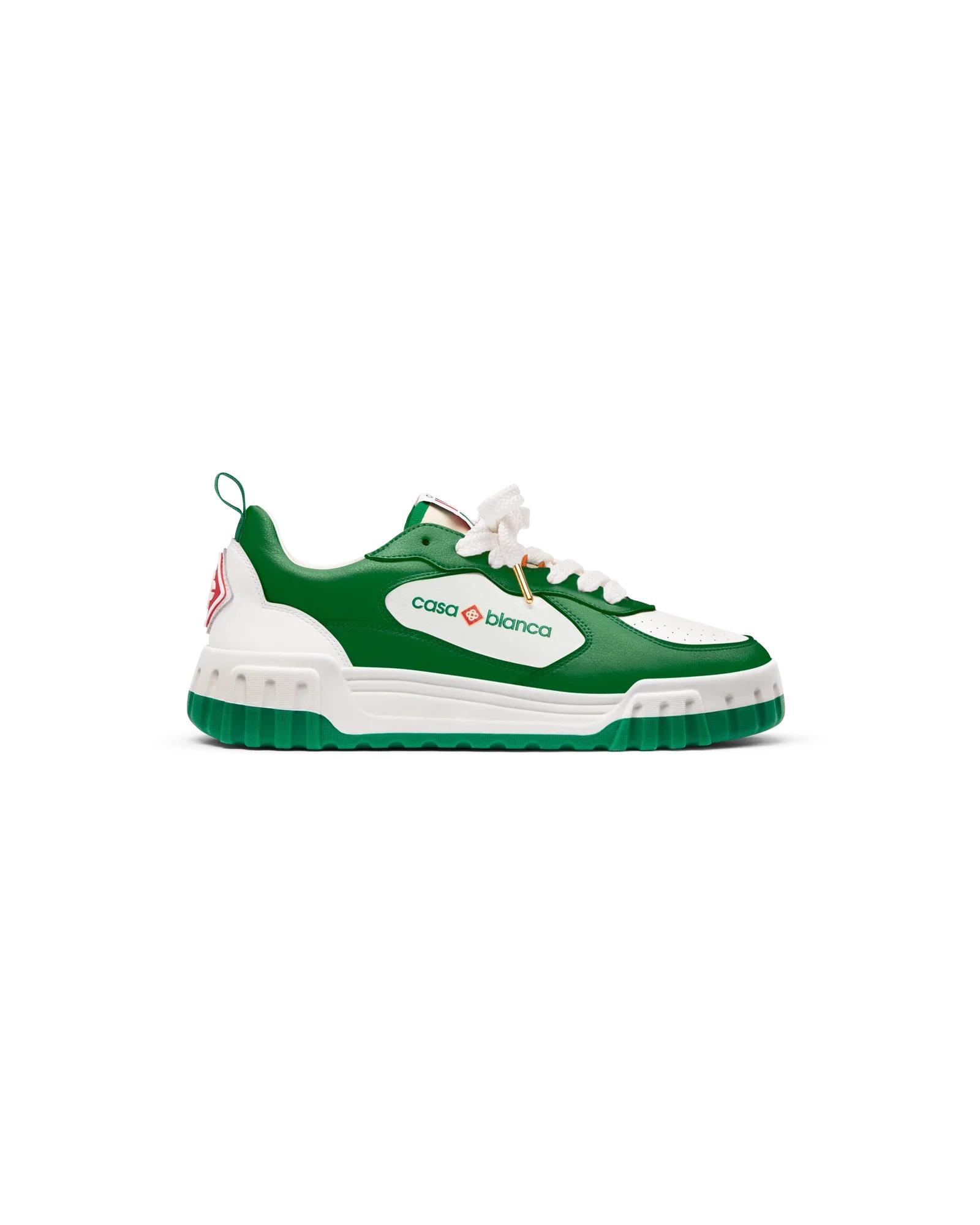 Men's Court Green &amp; White Sneaker by CASABLANCA