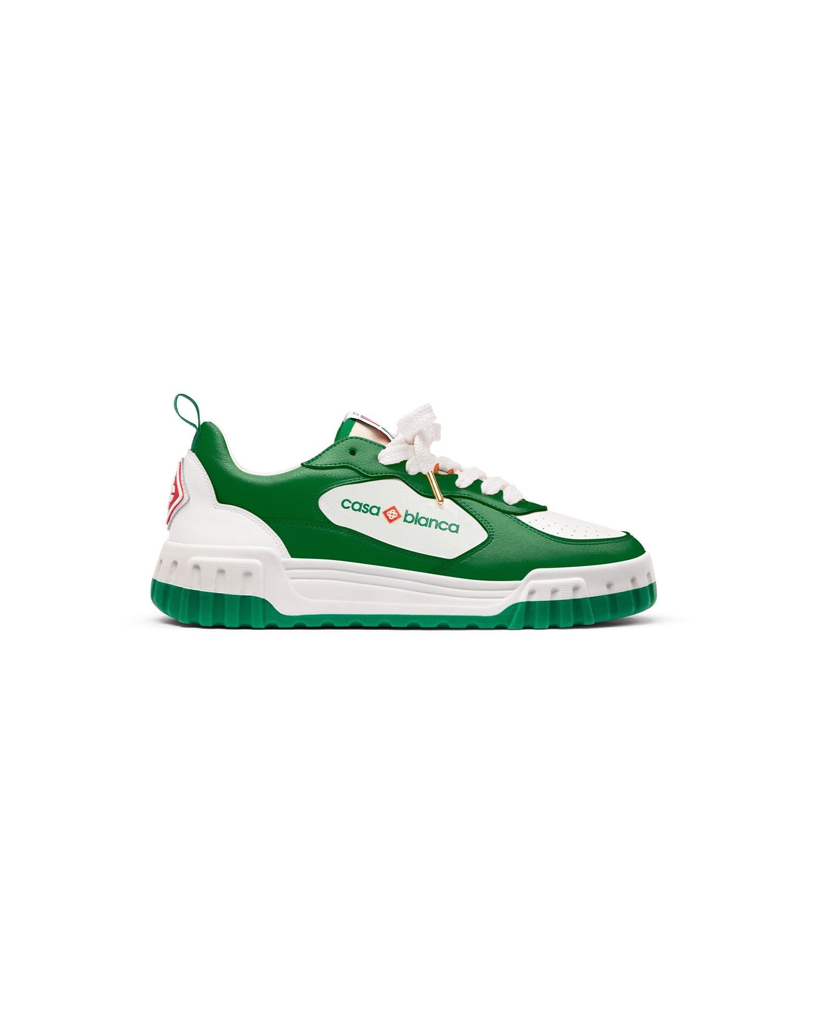 Men's Court Green &amp; White Sneakers by CASABLANCA