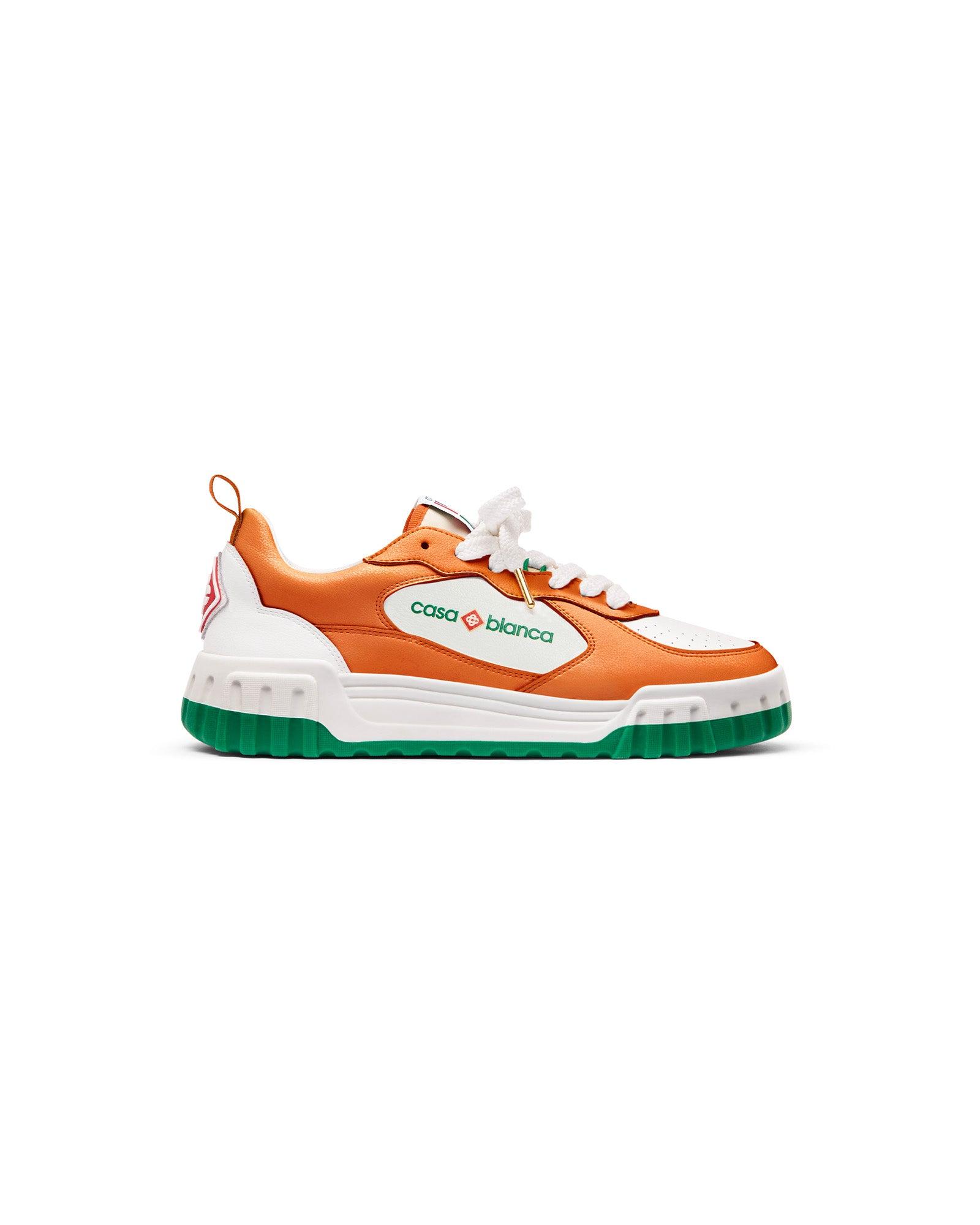 Men's Court Orange &amp; White Sneakers by CASABLANCA