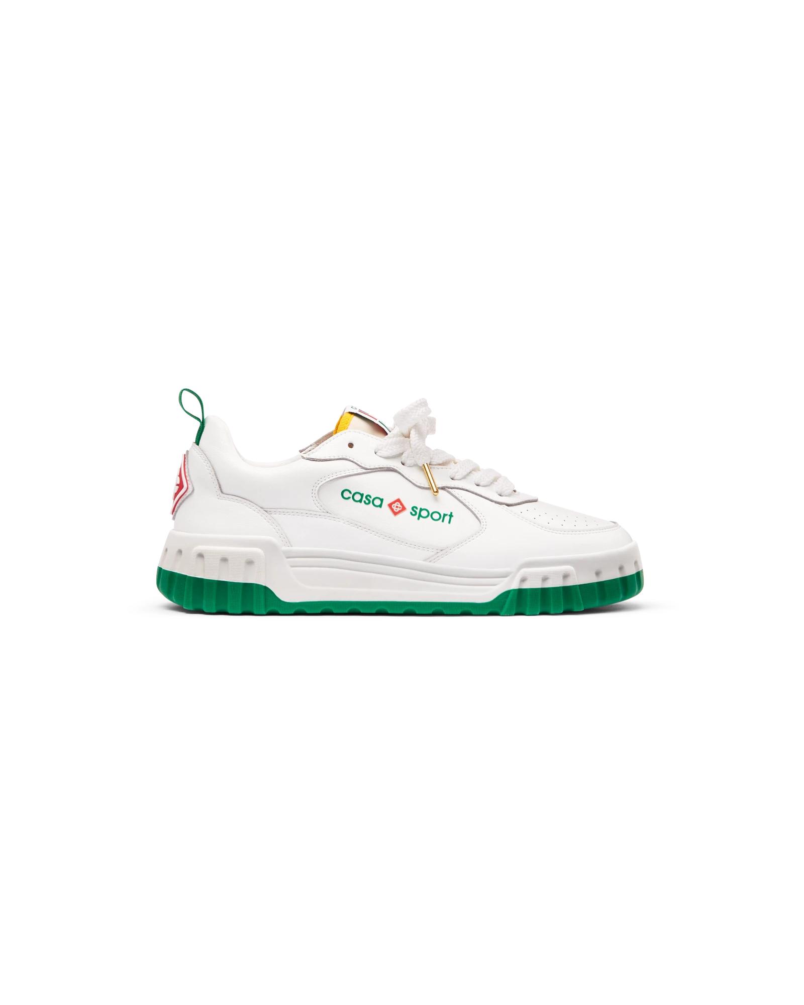 Men's Court White &amp; Green Sneaker by CASABLANCA
