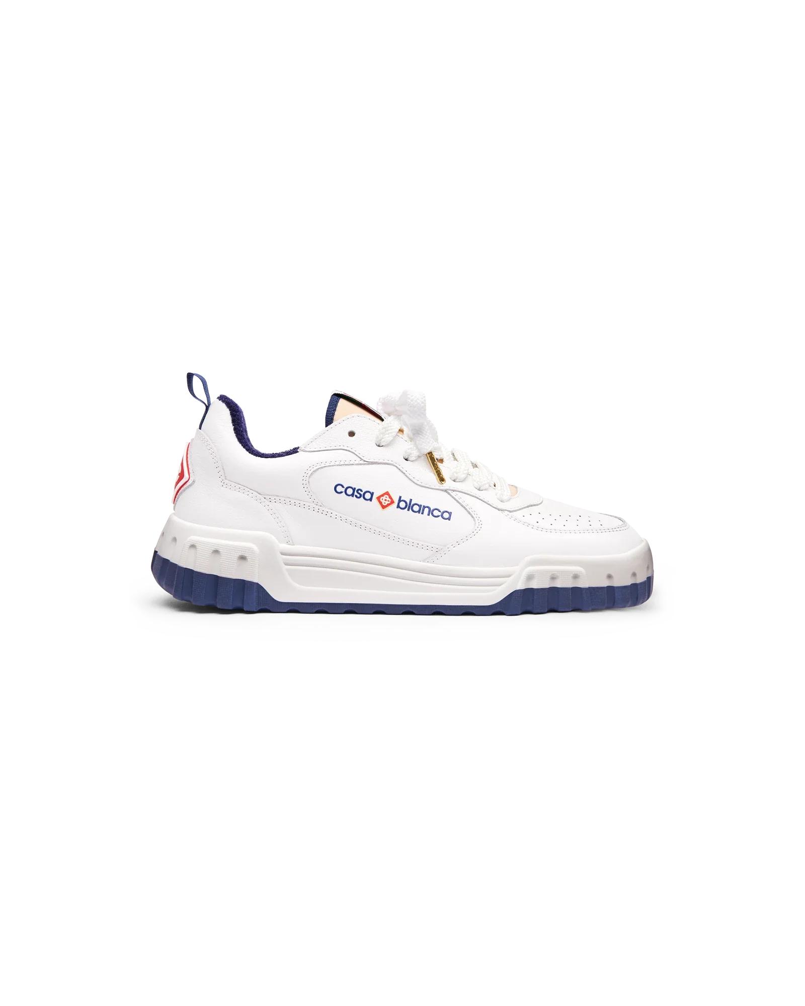 Men's Court White &amp; Navy Sneaker by CASABLANCA