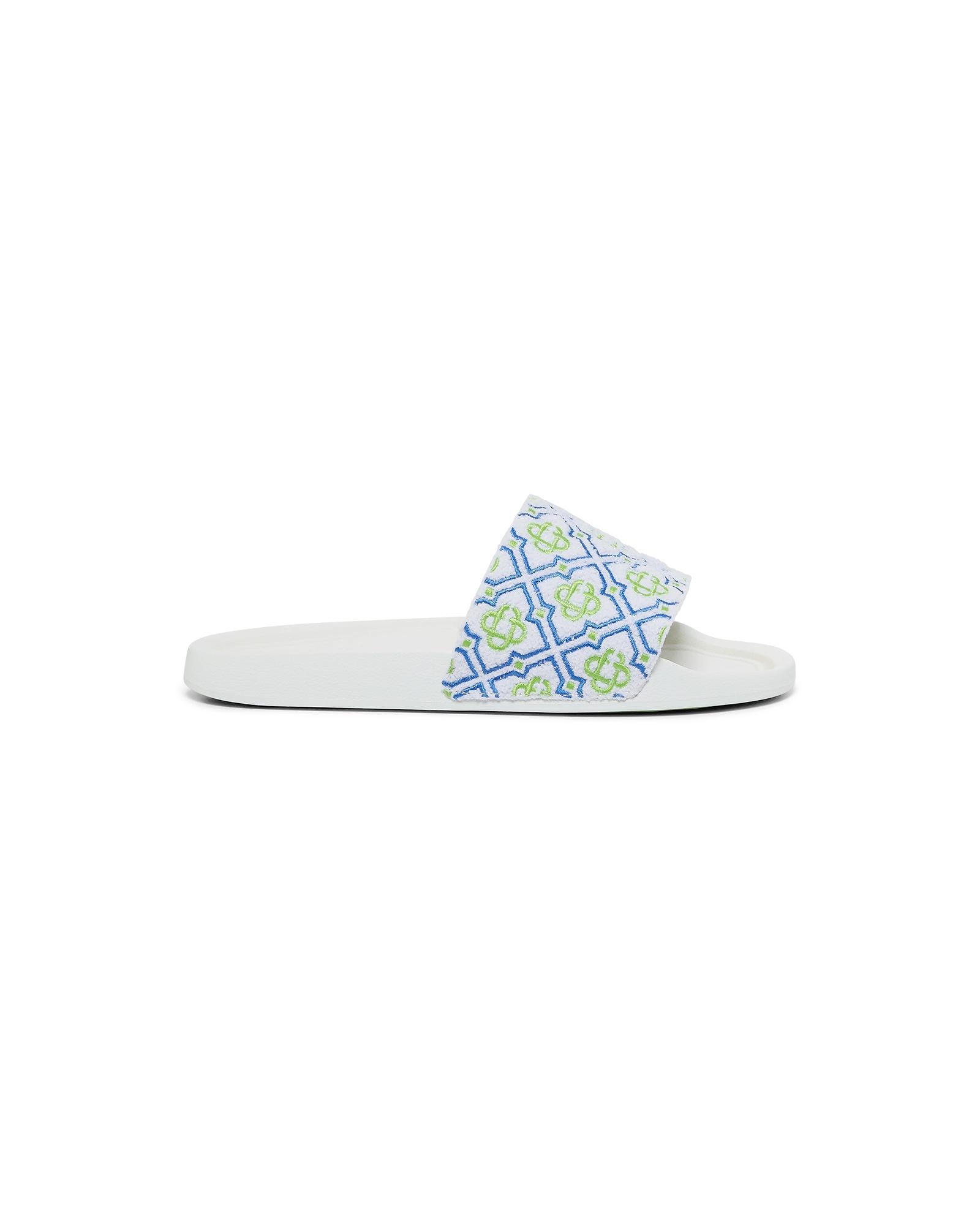 Men's White Monogram Pool Slides by CASABLANCA