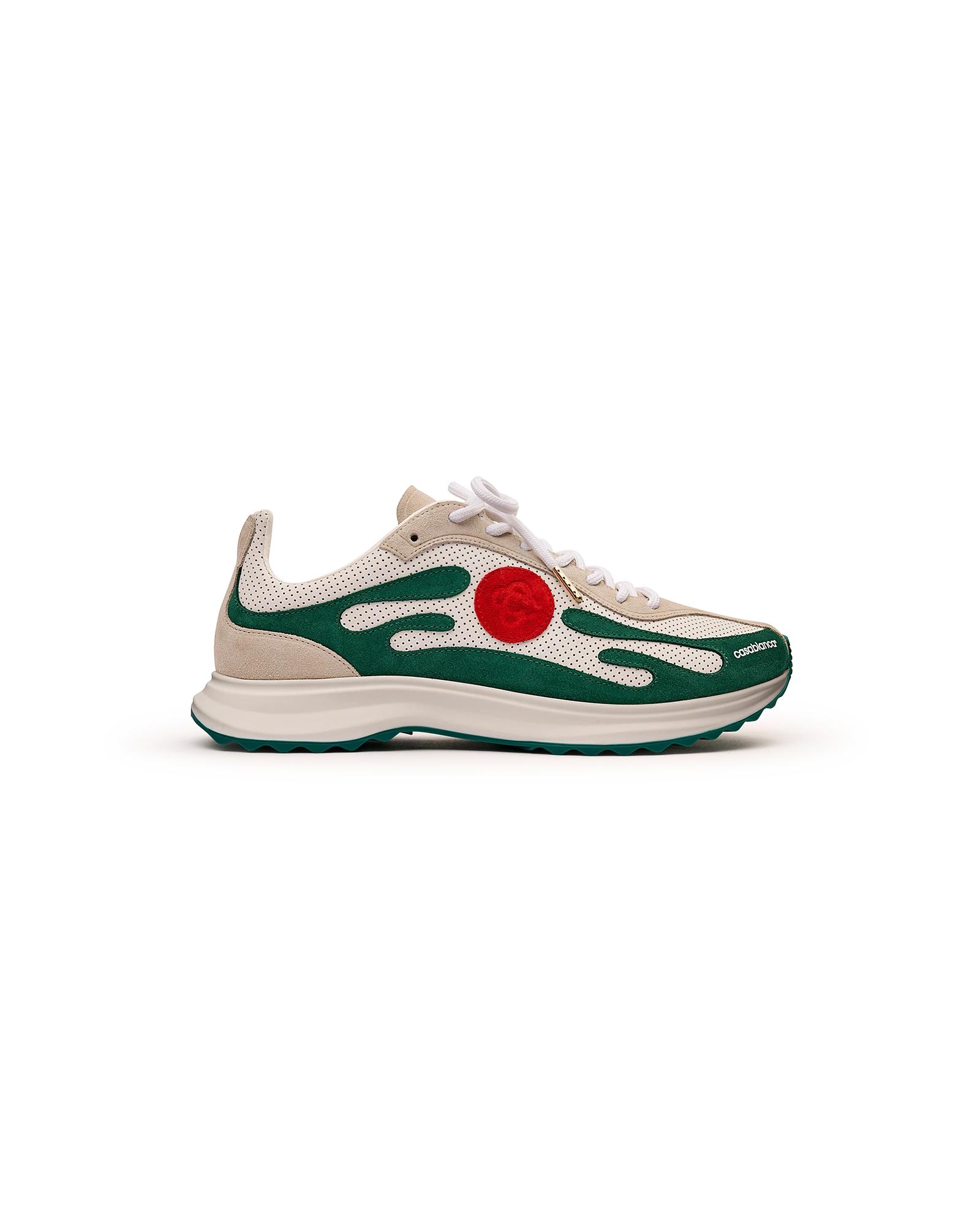 Men's White &amp; Green Stade Sneaker by CASABLANCA