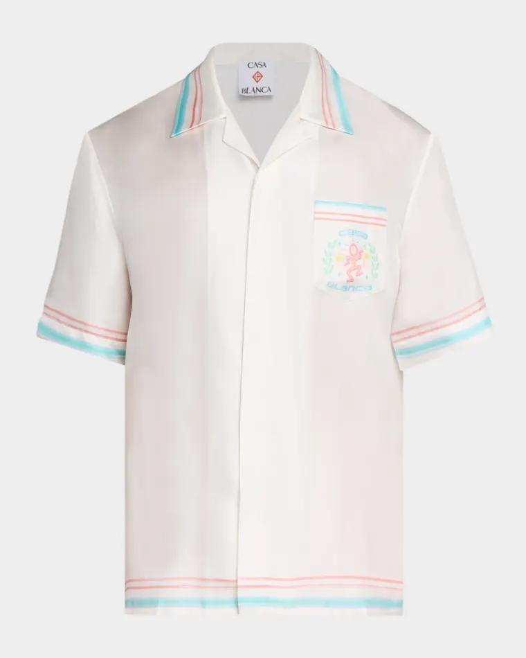 Men's Dance Joy Printed Silk Camp Shirt by CASABLANCA
