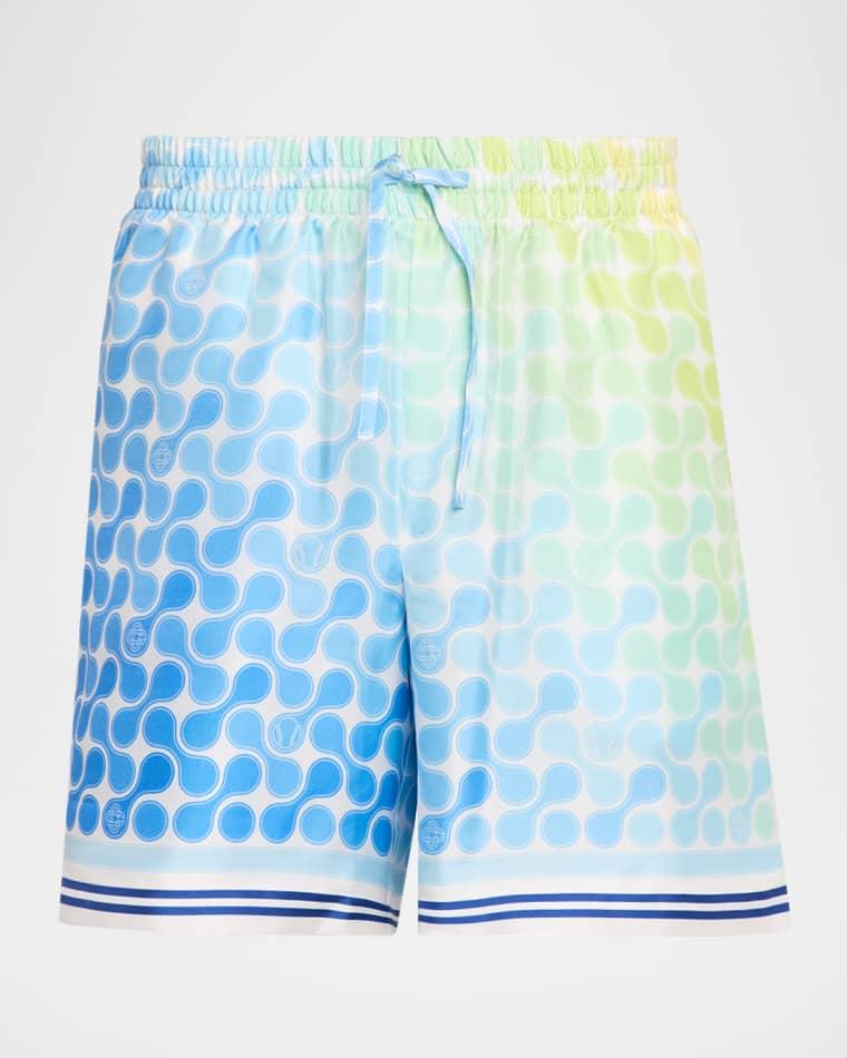 Men's Gradient Tennis Tile Silk Drawstring Shorts by CASABLANCA