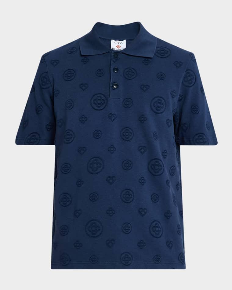 Men's Organic Cotton Monogram Jacquard Polo Shirt by CASABLANCA