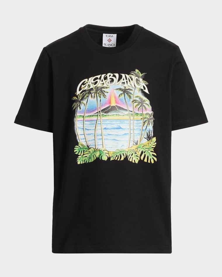 Men's Organic Cotton Volcano Logo T-Shirt by CASABLANCA