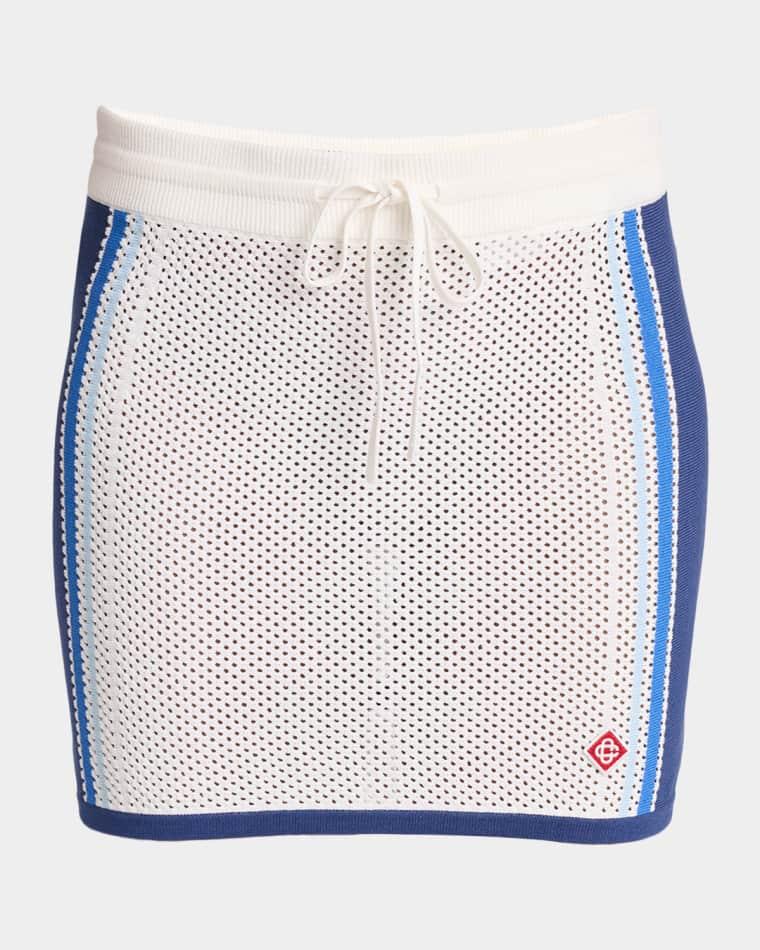 Mesh Stripe Knit Mini Pull-On Skirt by CASABLANCA