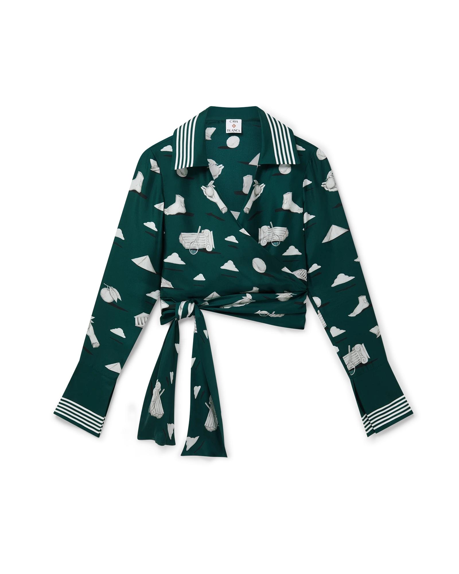Metaphysical Long Sleeve Silk Wrap Shirt by CASABLANCA