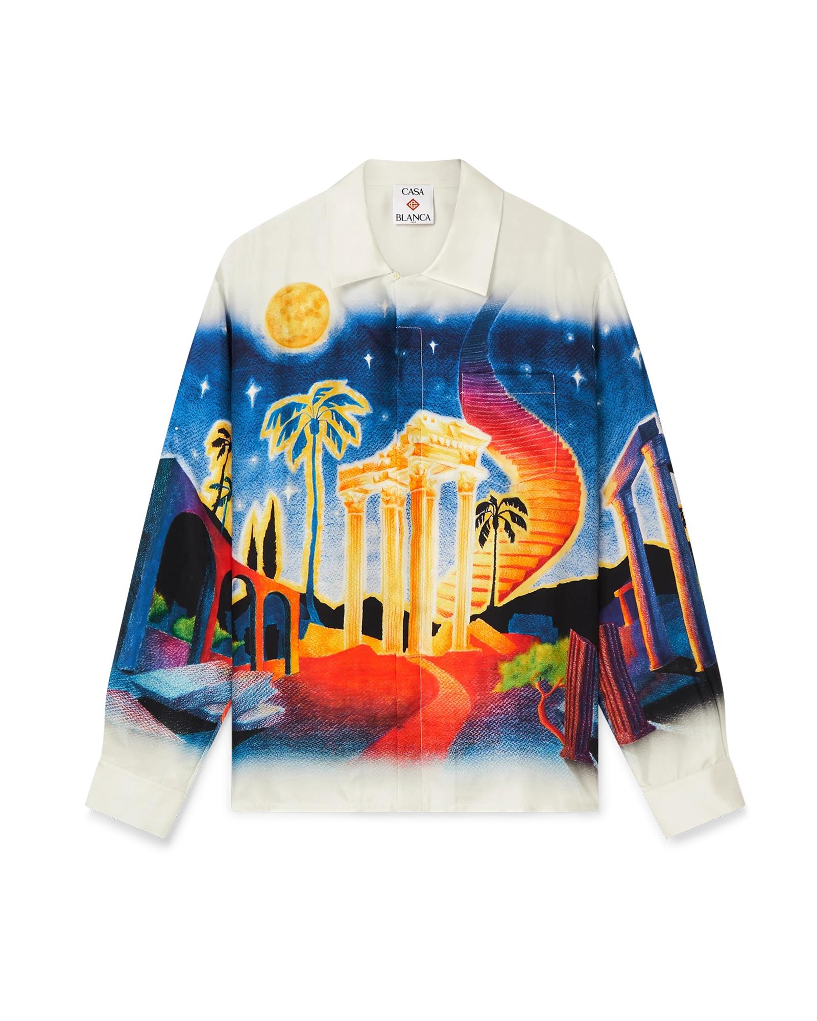 Midnight Acropolis Long Sleeve Silk Shirt by CASABLANCA
