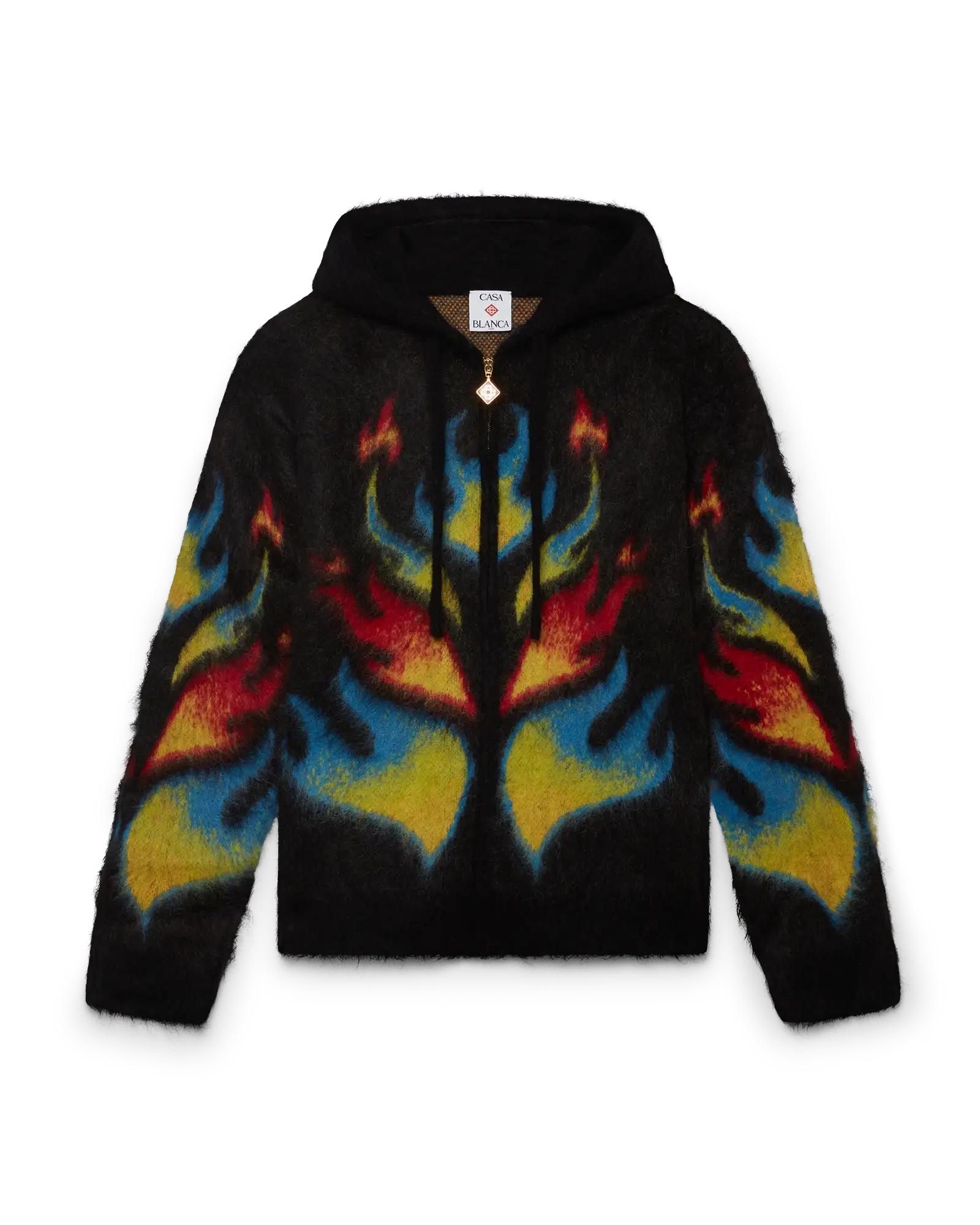 Mohair Flame Laurel Zip Hoodie by CASABLANCA