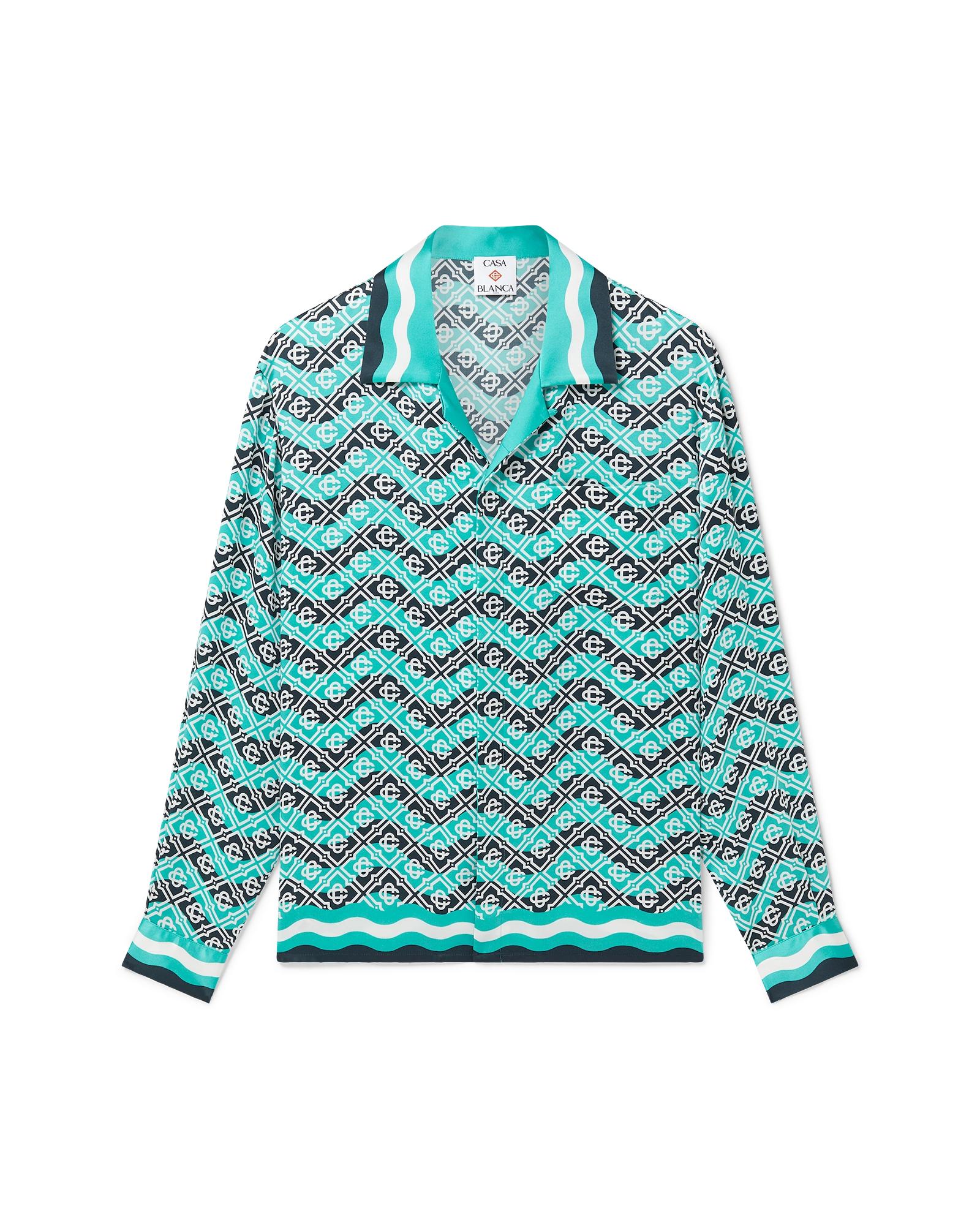 Monogram Wave Long Sleeve Silk Shirt by CASABLANCA