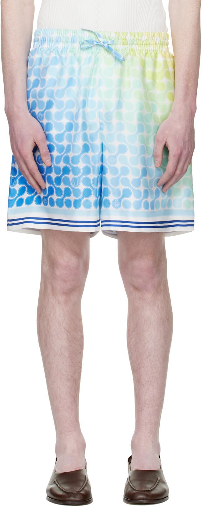 Multicolor Gradient Tennis Tile Silk Shorts by CASABLANCA