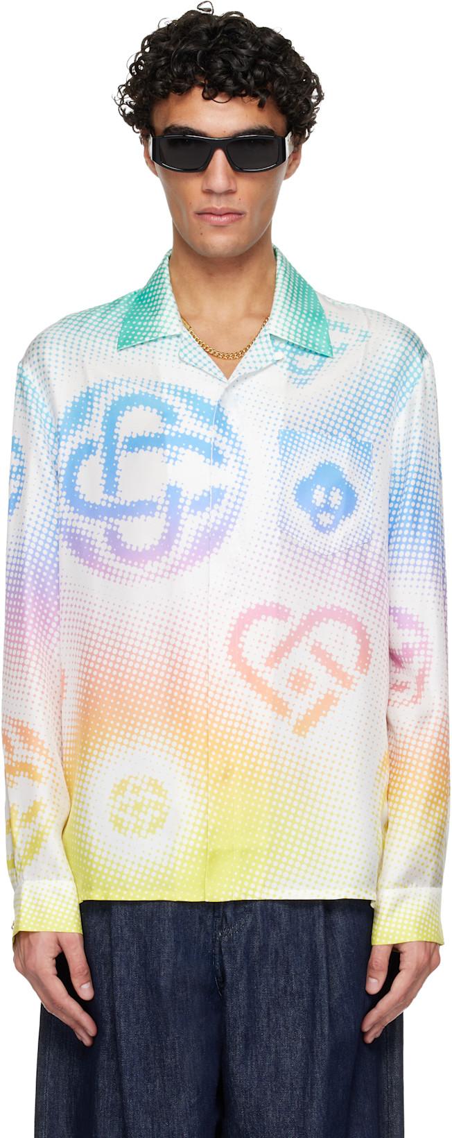 Multicolor Halftone Logo Long Sleeve Silk Shirt by CASABLANCA