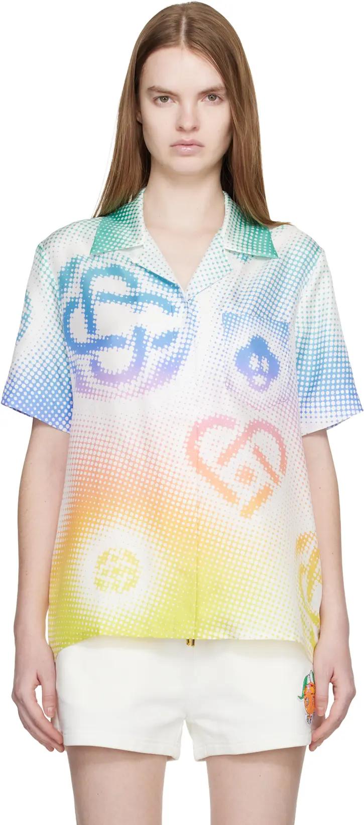 Multicolor Halftone Logo Short Sleeve Silk Shirt by CASABLANCA