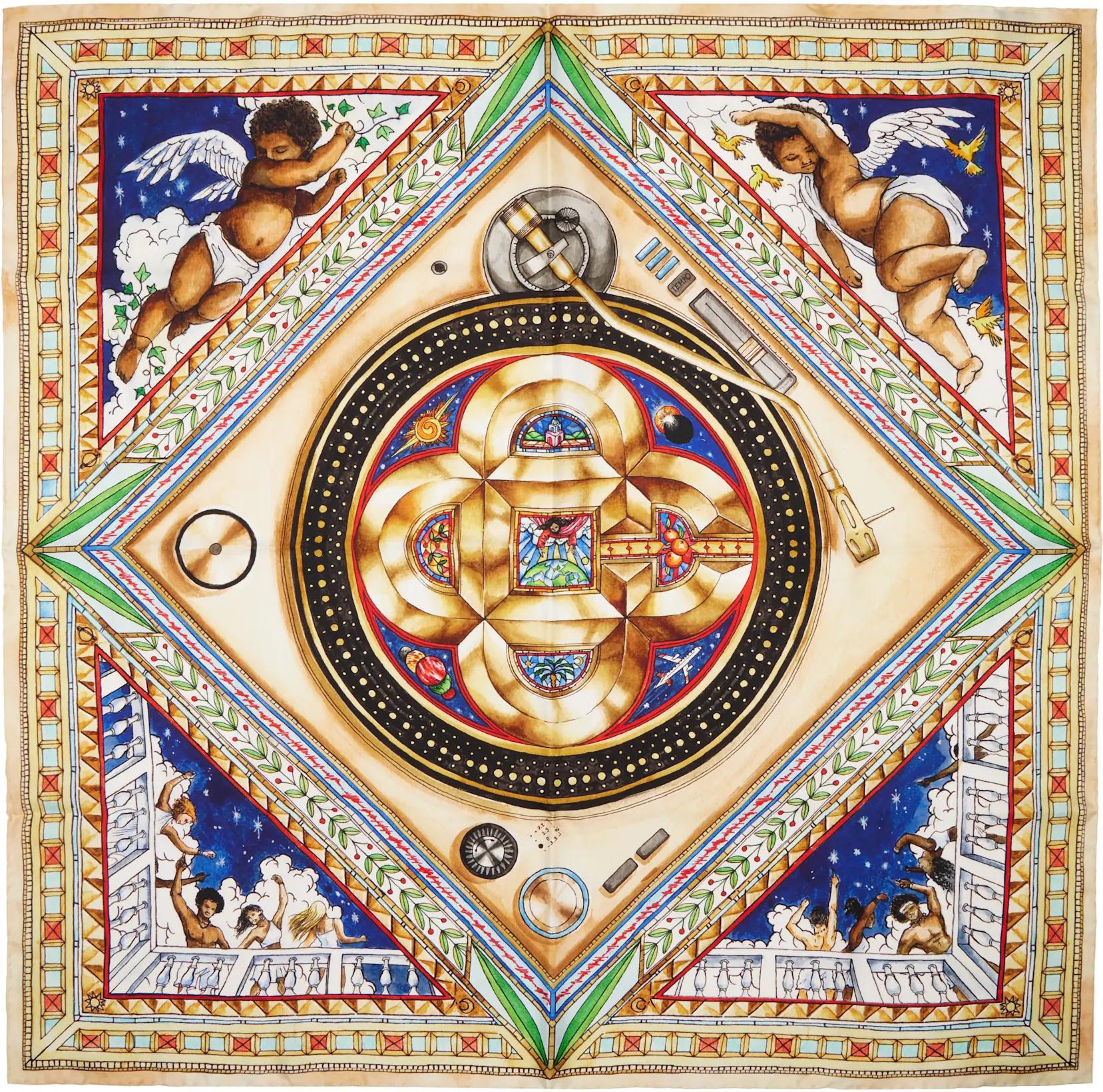 Multicolor Plafond Orne De Musique Large Scarf by CASABLANCA