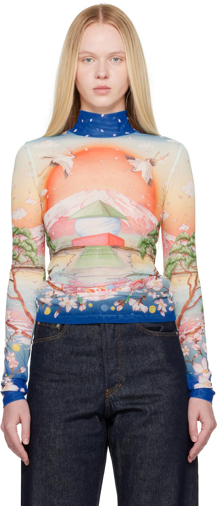 Multicolor Printed Mesh Top by CASABLANCA