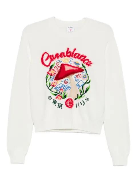Mushroom-embroidered crew-neck sweater by CASABLANCA