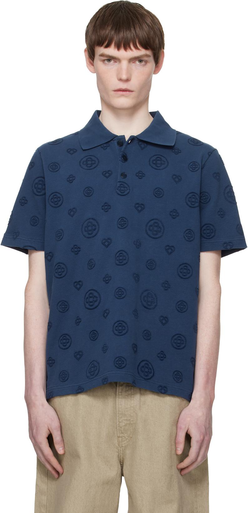 Navy Applique Monogram Polo by CASABLANCA