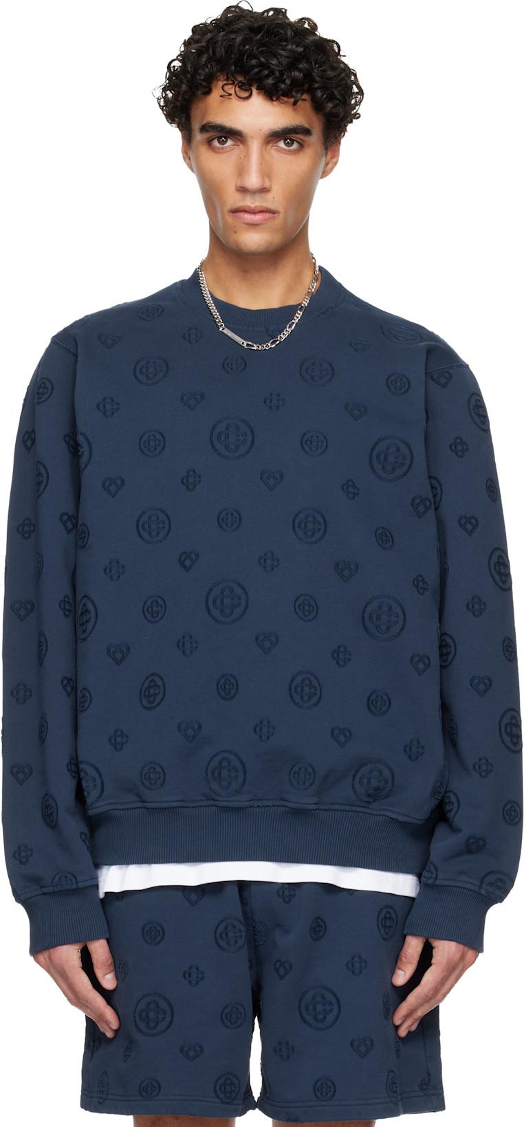 Navy Applique Monogram Sweatshirt by CASABLANCA