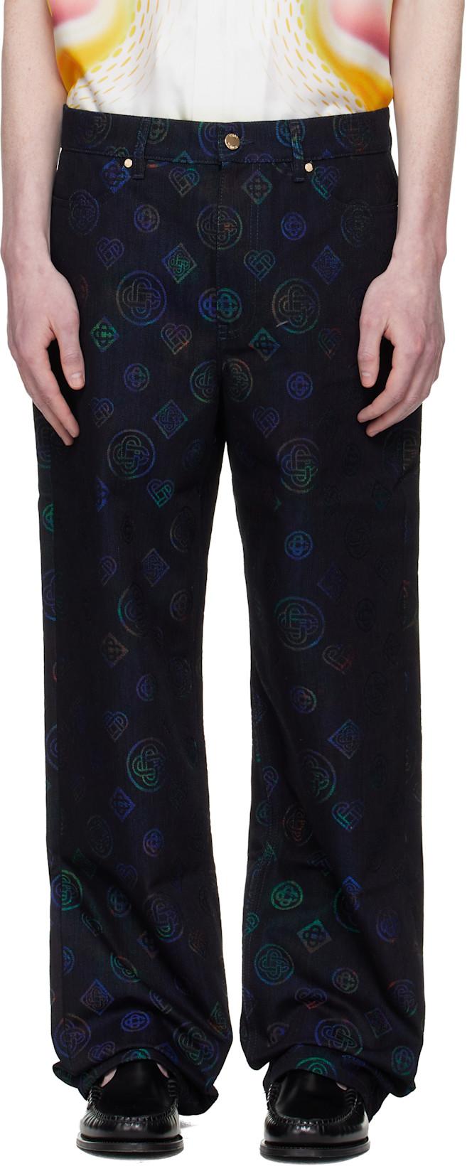 Navy Heatmap Monogram Jeans by CASABLANCA