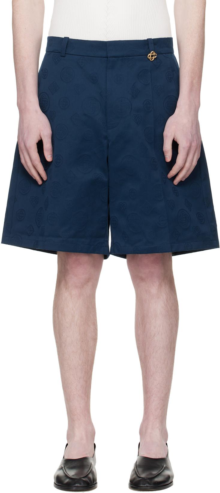 Navy Monogram Shorts by CASABLANCA