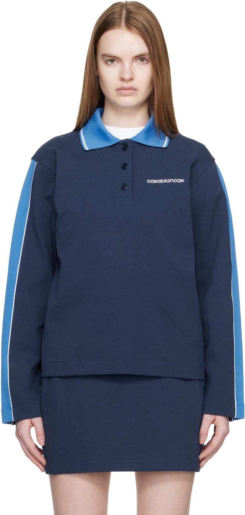 Navy Punto Polo Collared Sweatshirt by CASABLANCA