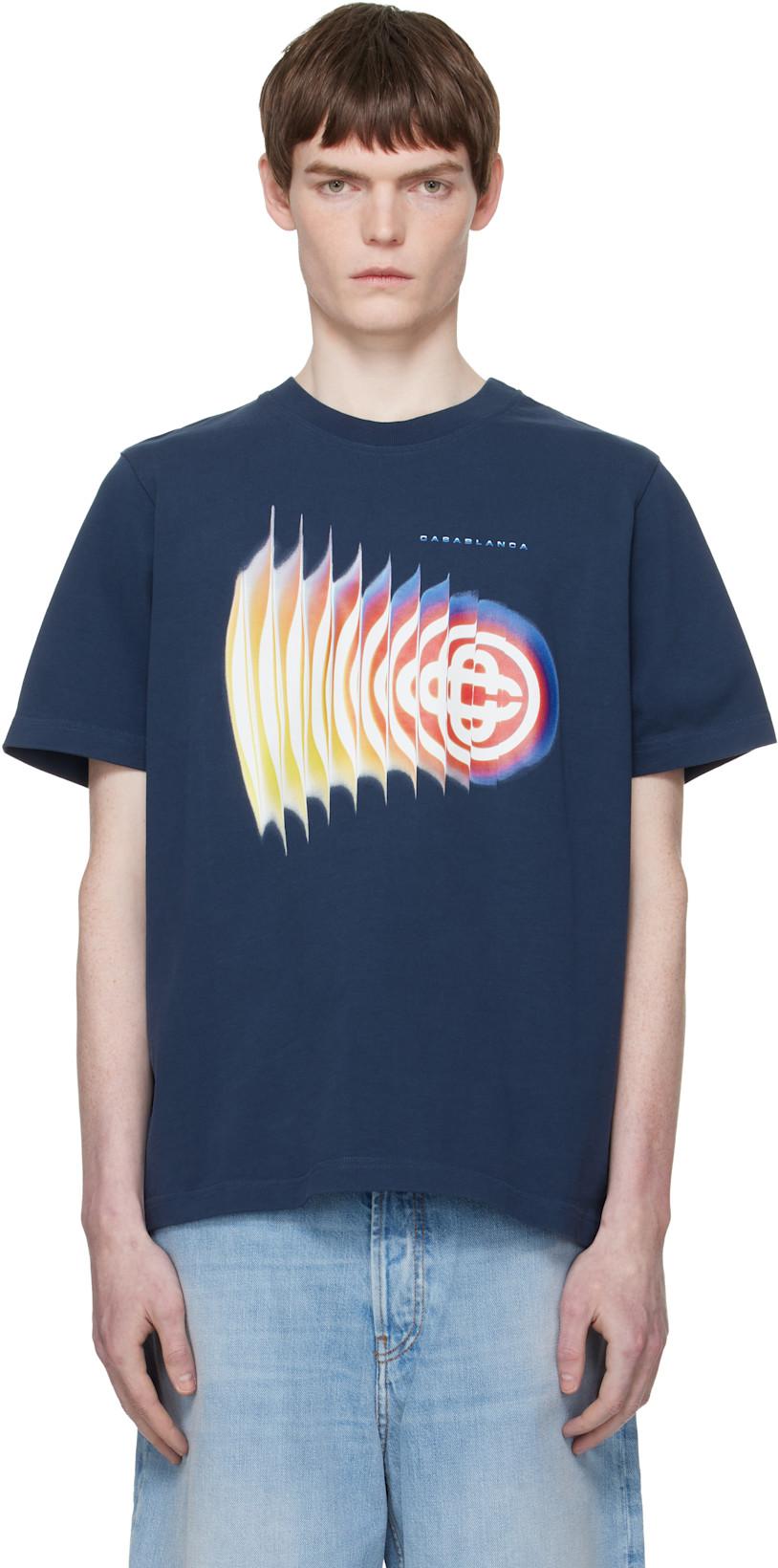 Navy Shockwave Short Sleeve T‑shirt by CASABLANCA