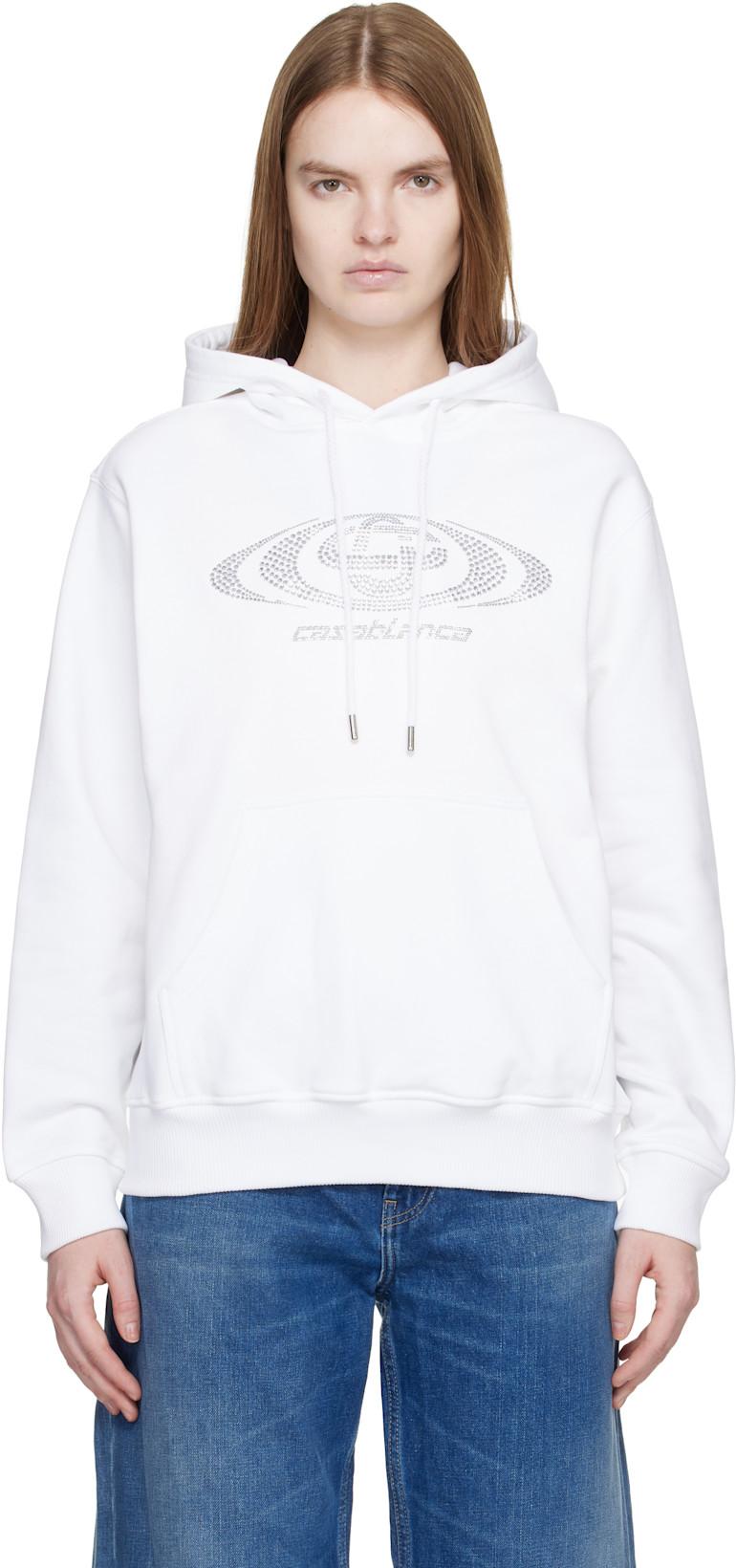 Off-White Crystal Warped Logo Hoodie by CASABLANCA