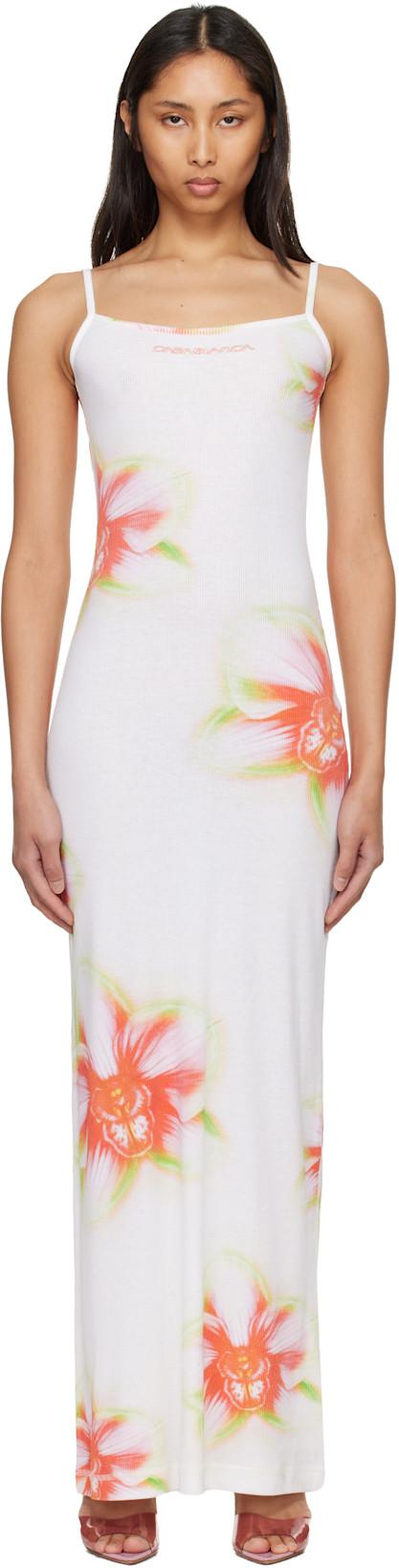 Off-White Glitch Orchid Soft Ribbed Maxi Dress by CASABLANCA