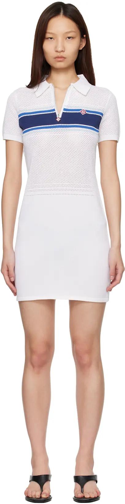 Off-White Striped Mesh Minidress by CASABLANCA