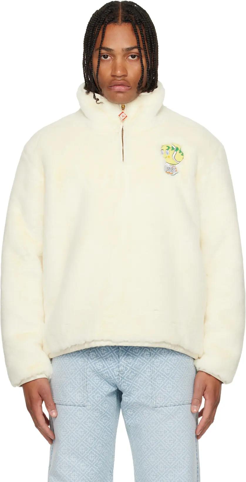 Off-White Tennis Mascot Quarter Zip Faux Fur Jacket by CASABLANCA